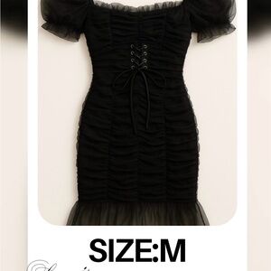 Chic Black Ruched Mini Dress